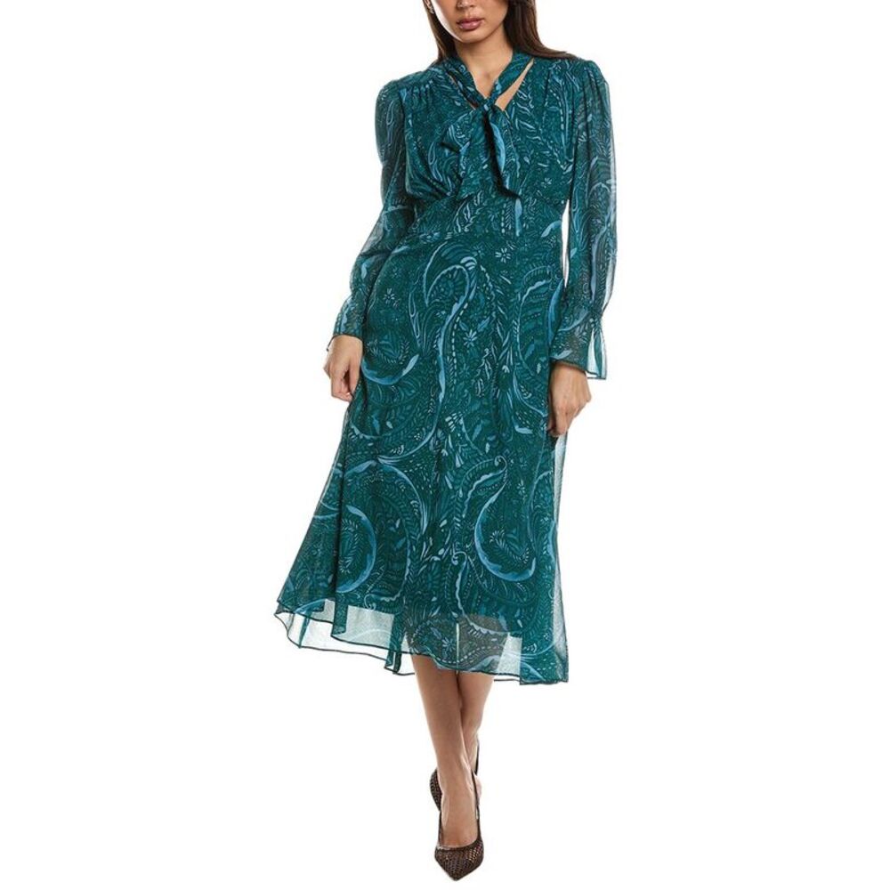 Tahari Asl Womens  Printed Midi Dress, Blue